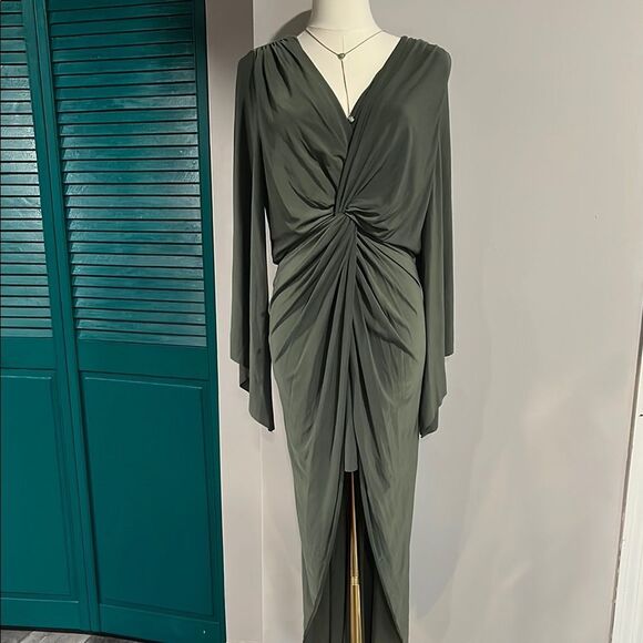 MISA NWT Elegant Olive Green Draped Dress - small